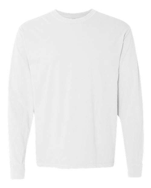 Unisex Garment-Dyed Heavyweight Long Sleeve T-Shirt - White - - 2217