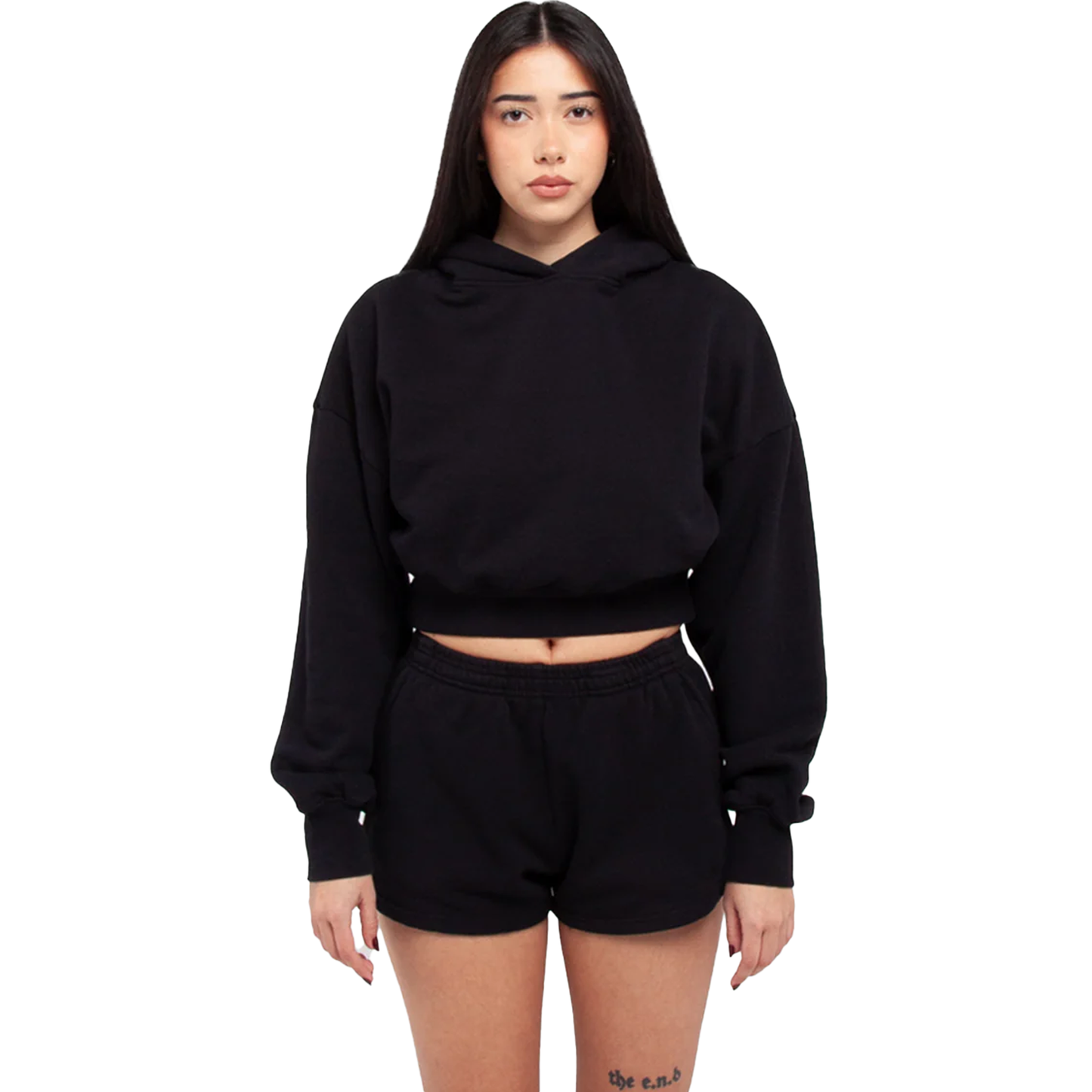 Women Garment Dye Crop Hoodie - Black / XS - HOODIES