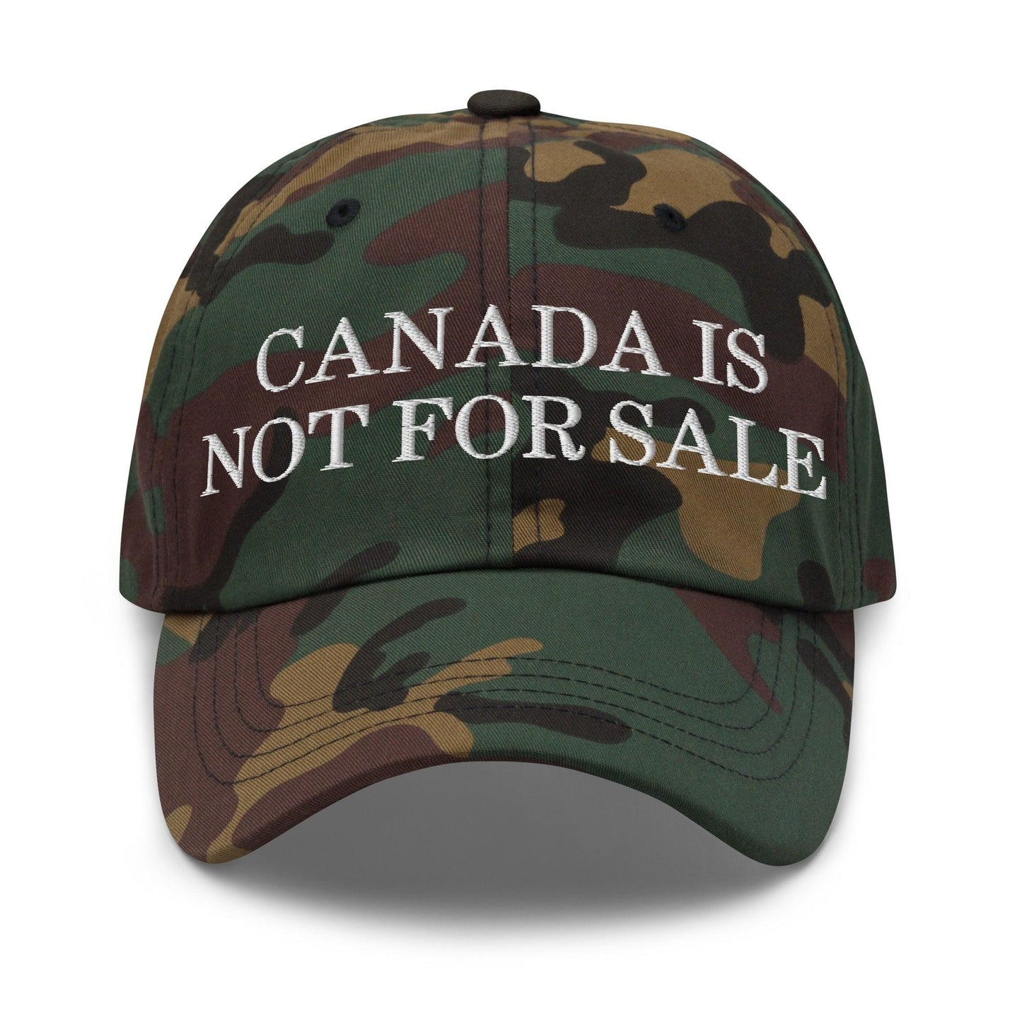 Canada is not for Sale Embroidered Dad Hat - Green Camo - Headwear