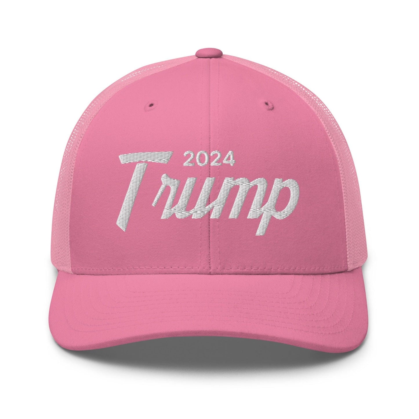 Donald Trump 2024 Vintage Sports Script Retro Trucker Hat - Pink - Headwear