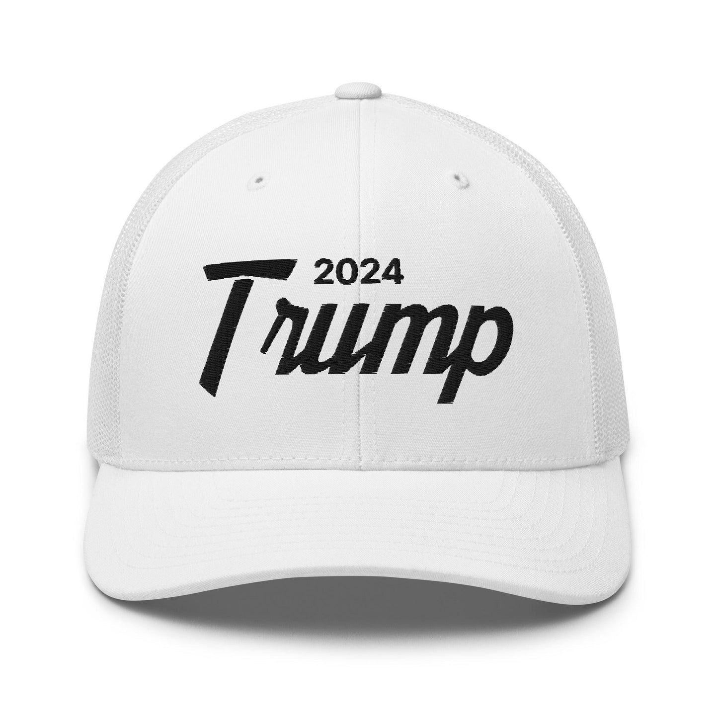 Donald Trump 2024 Vintage Sports Script Retro Trucker Hat - White - Headwear