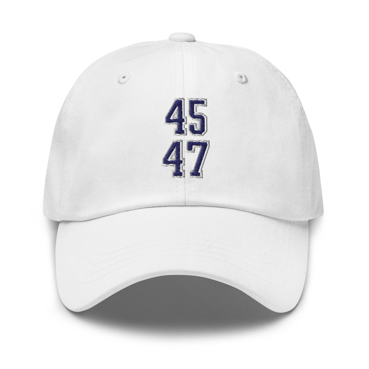 Donald Trump 45-47 Embroidered Dad Hat Blue/White - White
