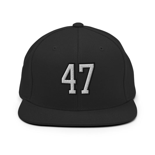 Donald Trump 47 Flat Bill Brim Snapback Hat - Black - Headwear