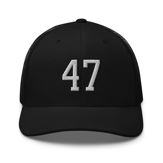 Donald Trump 47 Retro Trucker Hat - Black - Headwear