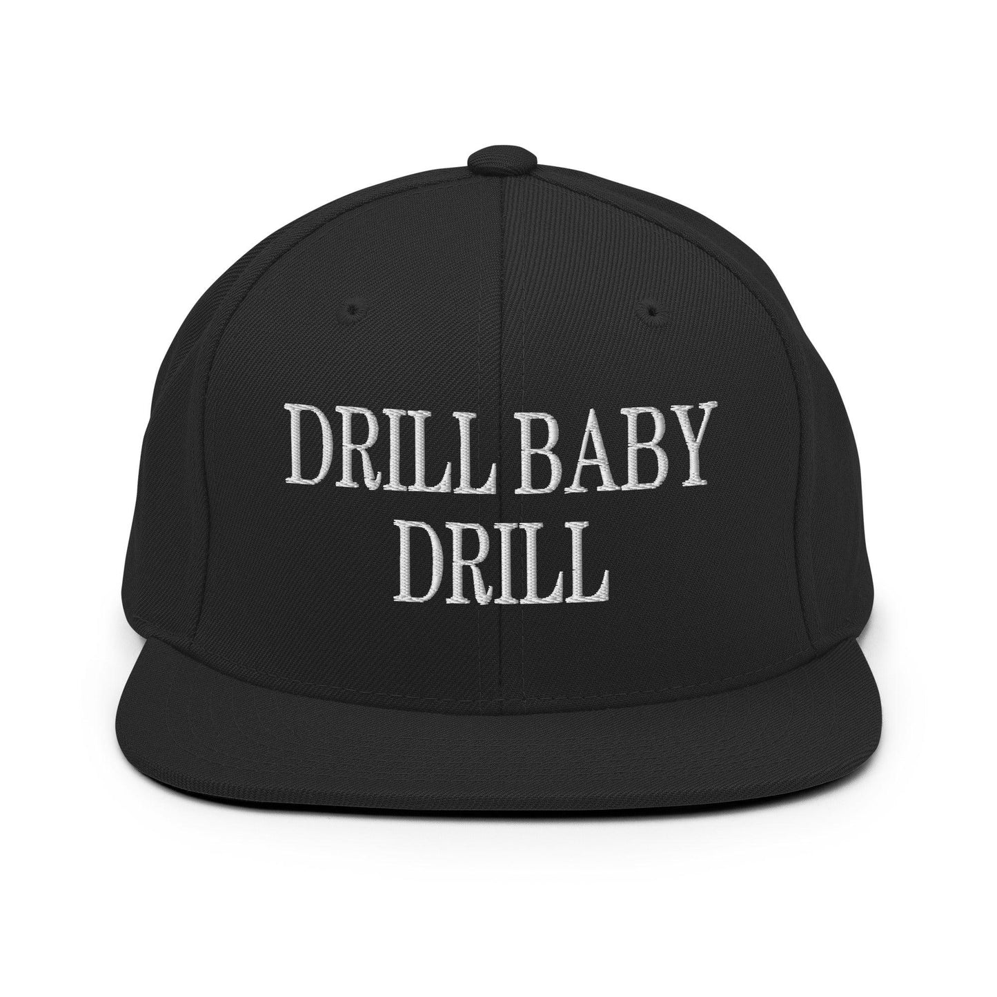 Drill Baby Flat Bill Brim Snapback Hat - Black - Headwear
