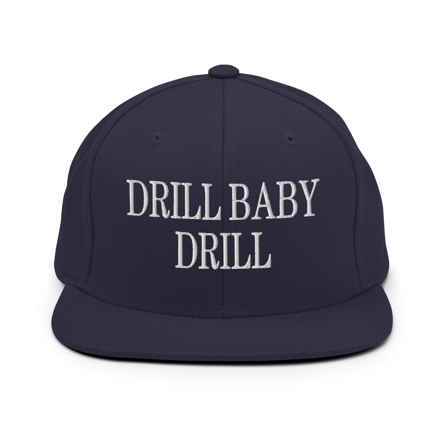 Drill Baby Flat Bill Brim Snapback Hat - Navy - Headwear