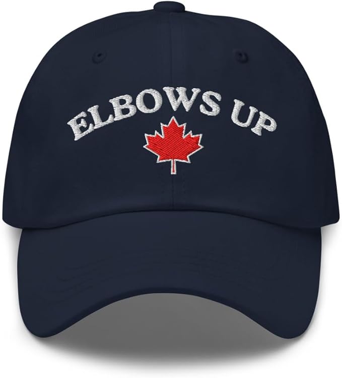 Elbows Up Canada Snapback Hat - Navy - Headwear