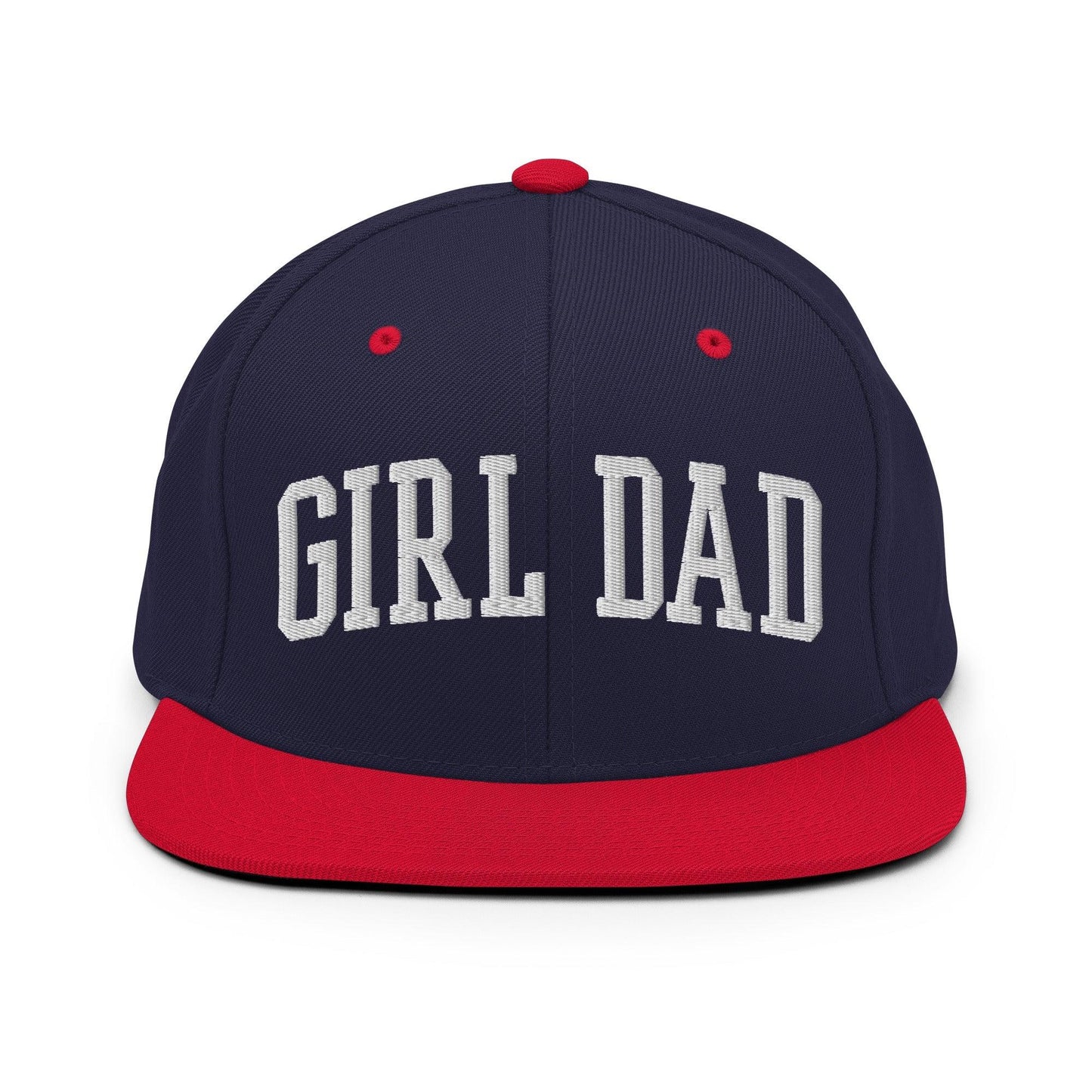 Girl Dad Varsity Letterman Flat Bill Brim Snapback Hat - Navy/ Red