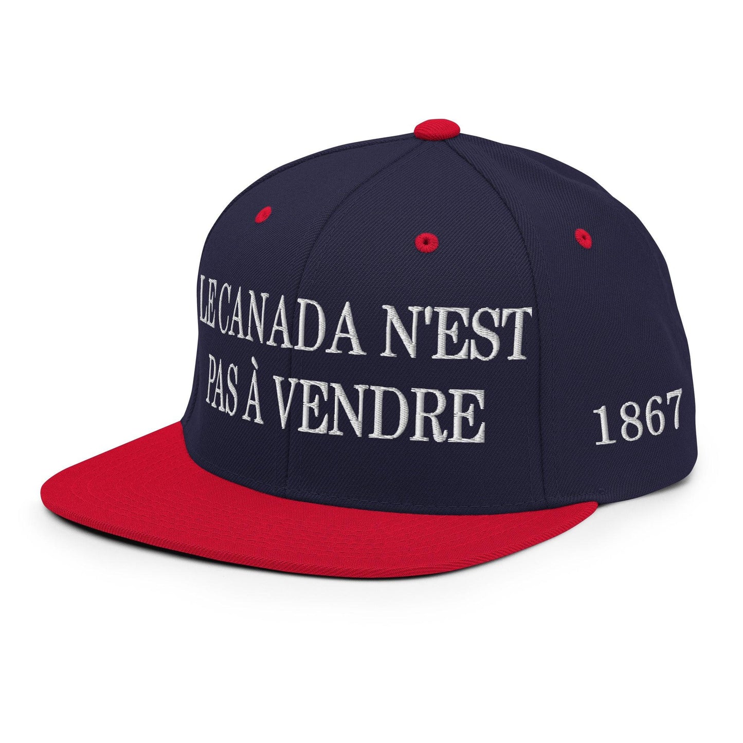 Le Canada n’est pas à Vendre Canada is not for Sale Flag 1867 Embroidered Flat Bill Brim Snapback Hat - Headwear