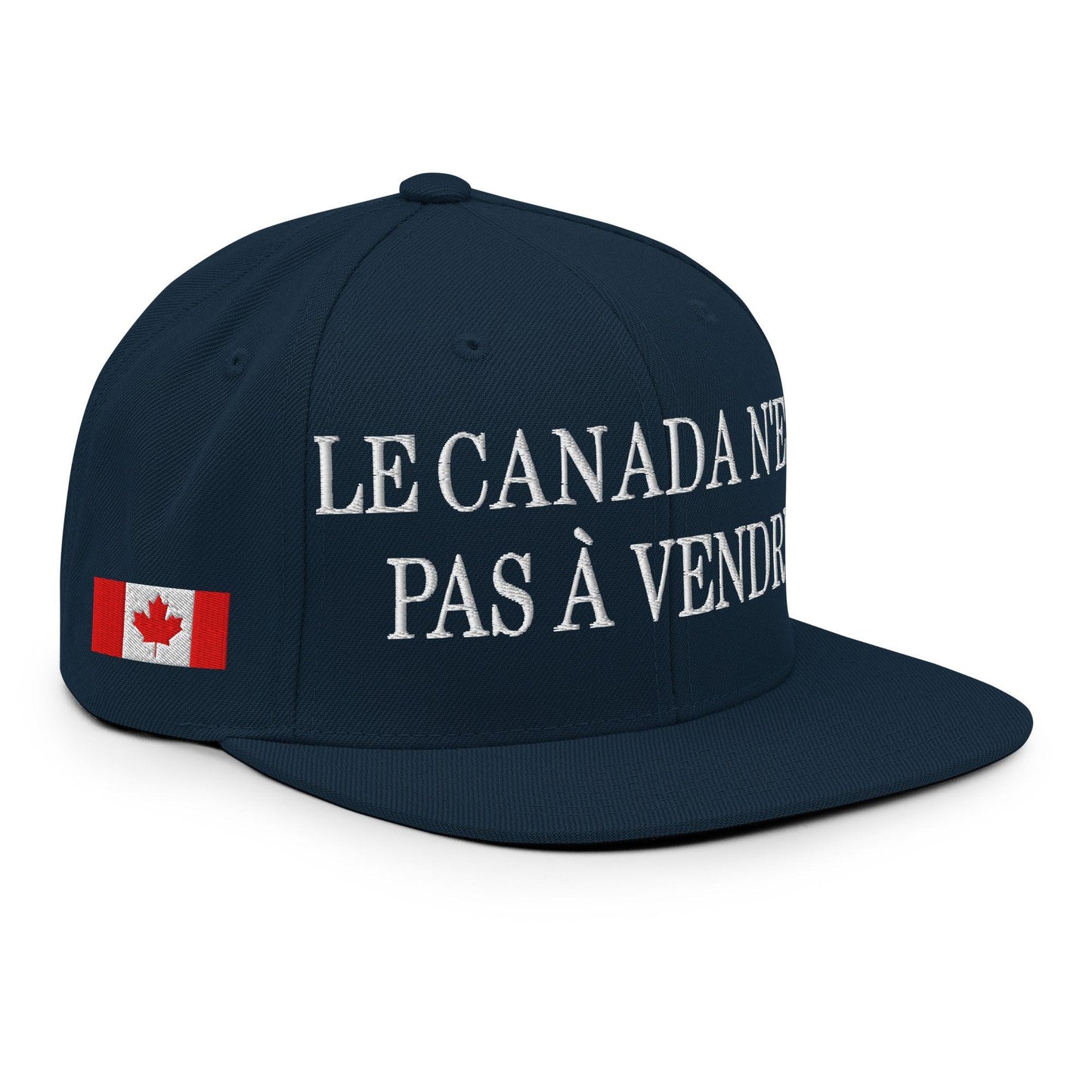Le Canada n’est pas à Vendre Canada is not for Sale Flag 1867 Embroidered Flat Bill Brim Snapback Hat - Dark Navy