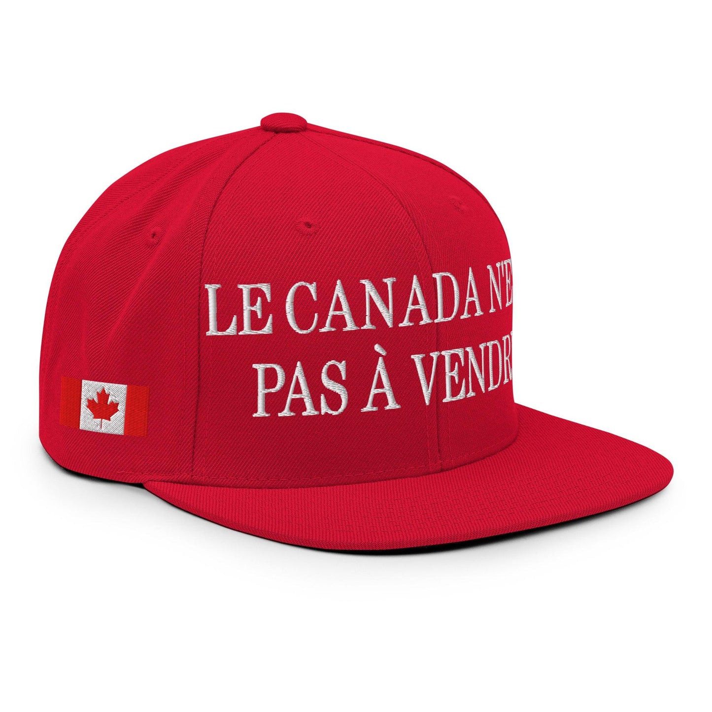 Le Canada n’est pas à Vendre Canada is not for Sale Flag 1867 Embroidered Flat Bill Brim Snapback Hat - Red - Headwear