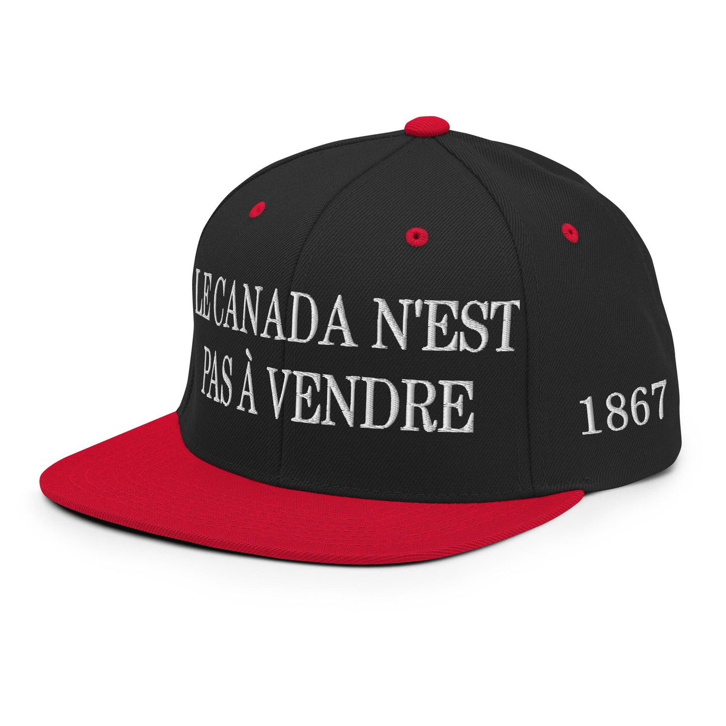 Le Canada n’est pas à Vendre Canada is not for Sale Flag 1867 Embroidered Flat Bill Brim Snapback Hat - Headwear