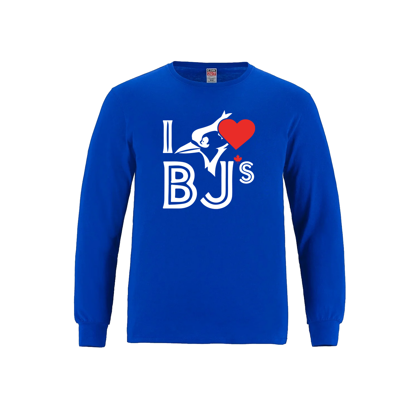 Original I Love BJs – Royal Blue Long Sleeve T-Shirt - Toronto Screen Printing