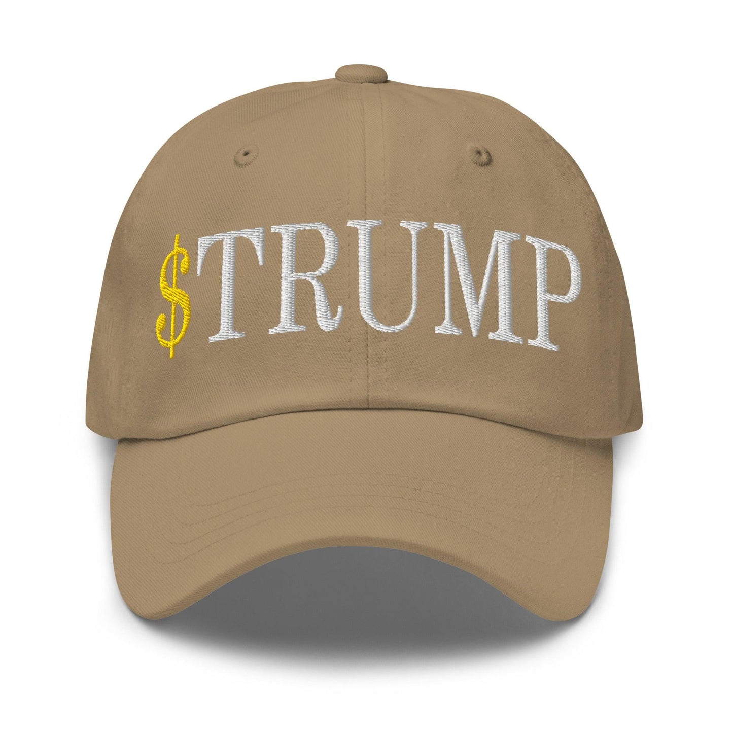 $Trump Official Trump Meme Coin Embroidered Unstructured Dad Hat - Khaki