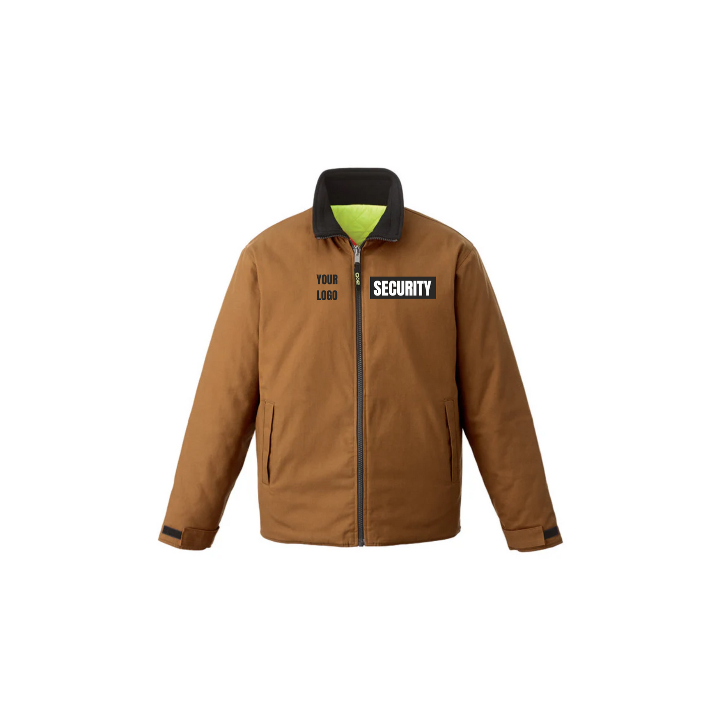 Zircon Reversible Security Hi-Vis Insulated Jacket – Cotton Canvas & Polyester - Army Green / Small