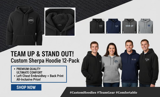 Elevate Your Team's Look: Introducing Our Custom Sherpa-Lined Hoodie 12-Pack Deal!