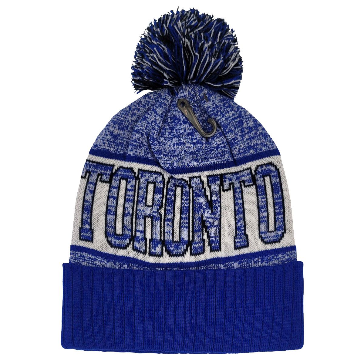 TORONTO Pom Knit Toque - Royal with Heather Wordmark - OSFA - Logo