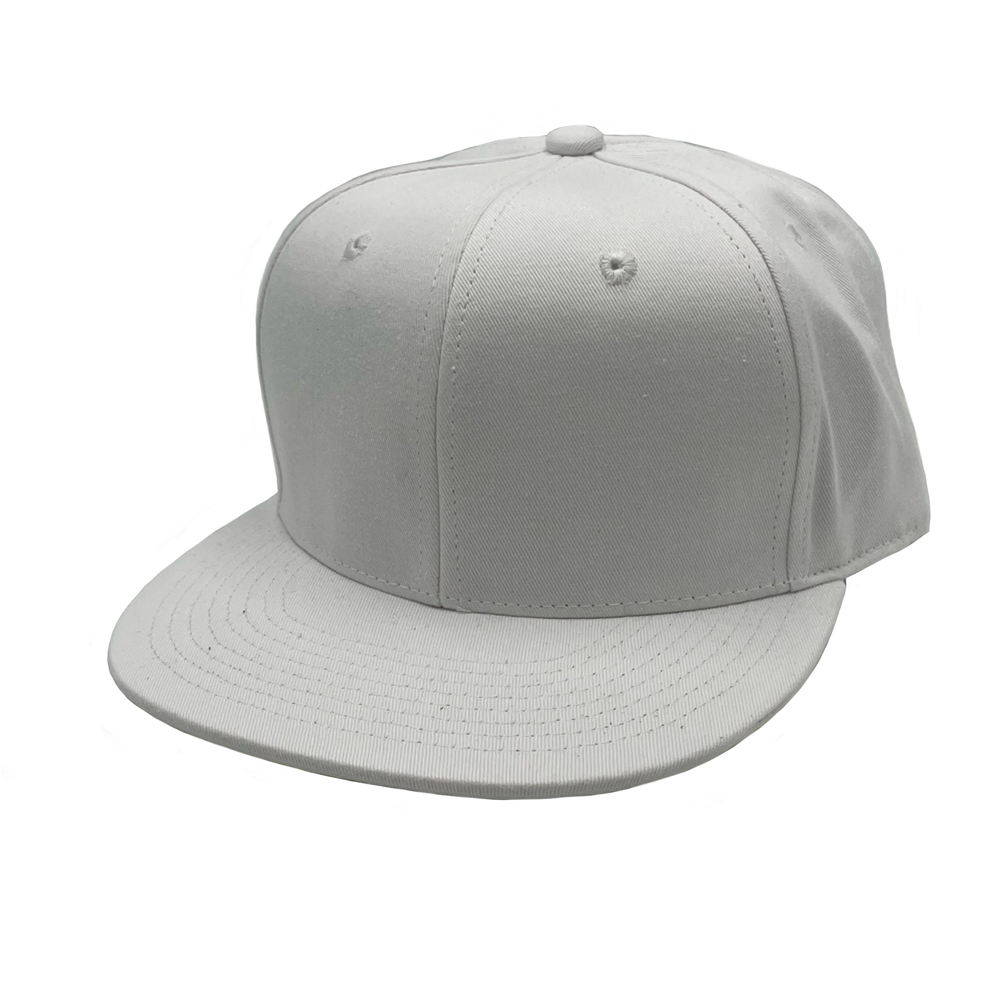 GNV-019 - 6 Panels Round Flat Bill Snapback - White / One Size - CAPS