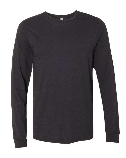 Heather CVC Long Sleeve Tee - Black Heather -  - 10629