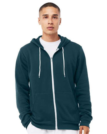 Unisex Sponge Fleece Full-Zip Hoodie Sweatshirt - Atlantic -  - 2769
