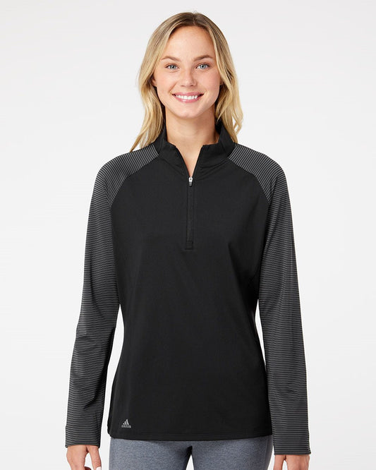 Adidas Women's Stripe Block Quarter-Zip Pullover A521