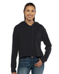 Women's Laguna Sueded Raw Edge Crop Hoodie Sweatshirt -  - 10927