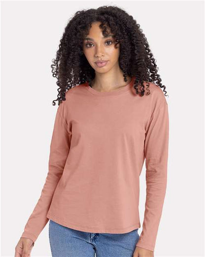 Women's Cotton Relaxed Long Sleeve T-Shirt -  - 11740