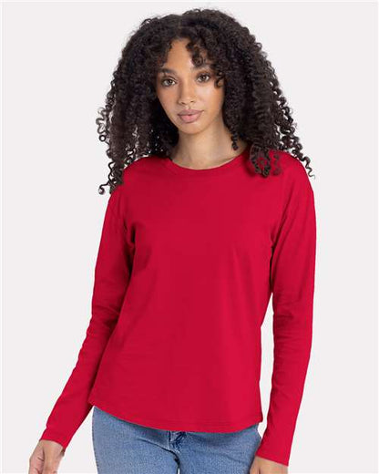 Women's Cotton Relaxed Long Sleeve T-Shirt -  - 11740