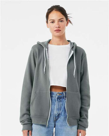 Unisex Sponge Fleece Full-Zip Hoodie Sweatshirt - Blue Storm -  - 2769