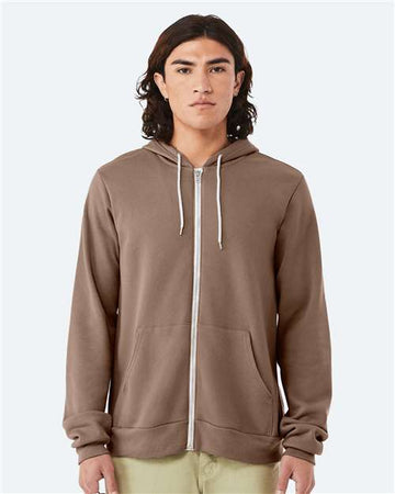 Unisex Sponge Fleece Full-Zip Hoodie Sweatshirt - Vintage Brown -  - 2769