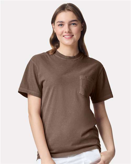 Unisex Garment-Dyed Heavyweight Pocket T-Shirt - Espresso -  - 1963