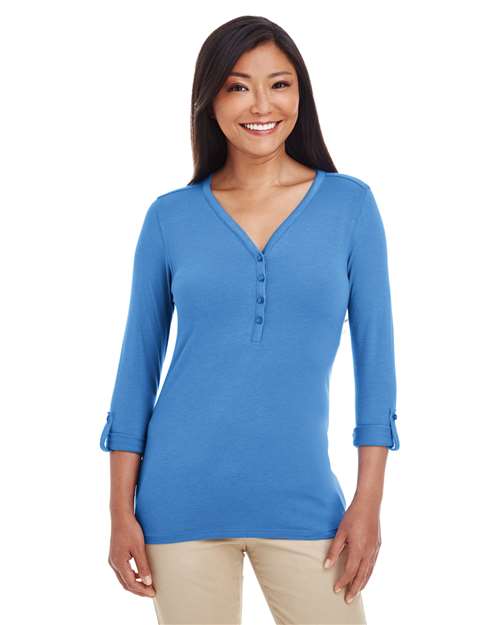 Women's Perfect Fit™ Y-Placket Convertible Sleeve Knit Top -  - 13190