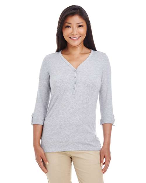 Women's Perfect Fit™ Y-Placket Convertible Sleeve Knit Top -  - 13190