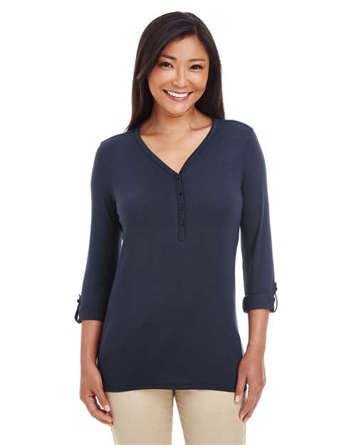 Women's Perfect Fit™ Y-Placket Convertible Sleeve Knit Top -  - 13190