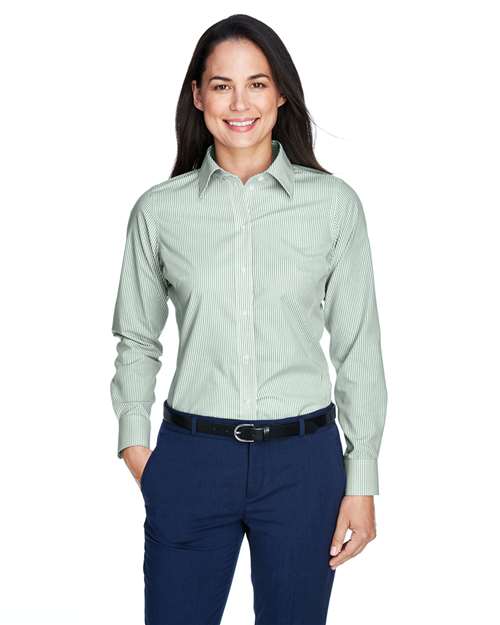 Women's Crown Collection® Banker Stripe Woven Dress Shirt -  - 13323 - Toronto Screen Printing- Color