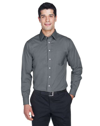 Men's Tall Crown Collection® Solid Stretch Twill Woven Dress Shirt -  - 13336