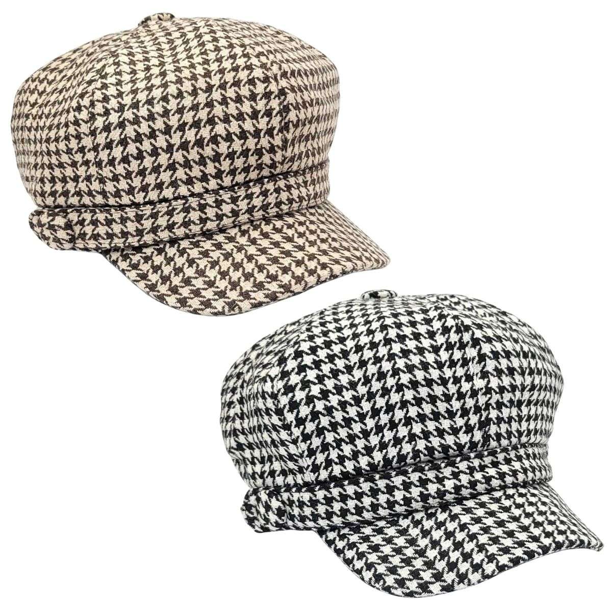 Newsboy Hat - Houndstooth Brown & Black