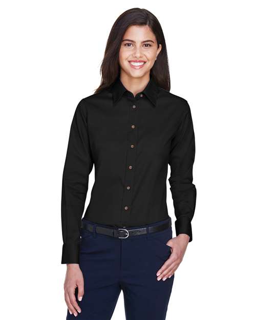 Women's Easy Blend™ Long Sleeve Twill Dress Shirt with Stain-Release -  - 13841 - Toronto Screen Printing- Color