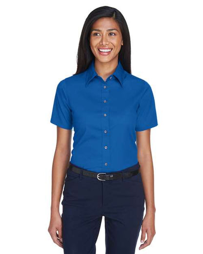 Women's Easy Blend™ Short Sleeve Twill Dress Shirt with Stain-Release -  - 13895