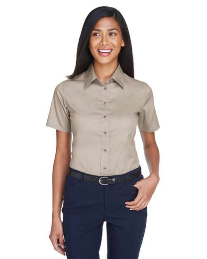 Women's Easy Blend™ Short Sleeve Twill Dress Shirt with Stain-Release -  - 13895