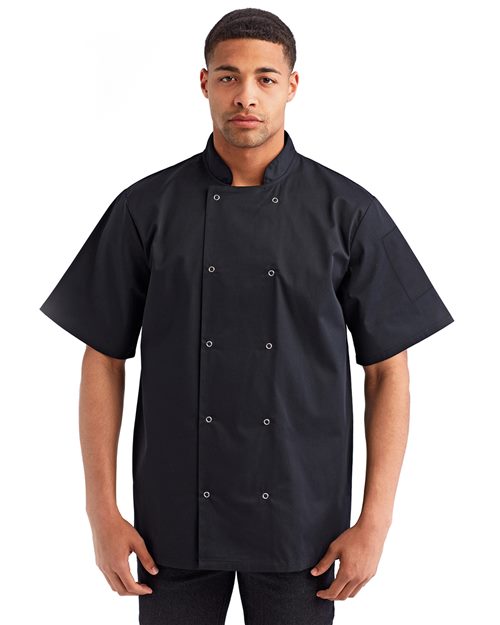 Unisex Ten Studded Front Short Sleeve Chef Coat -  - 12997