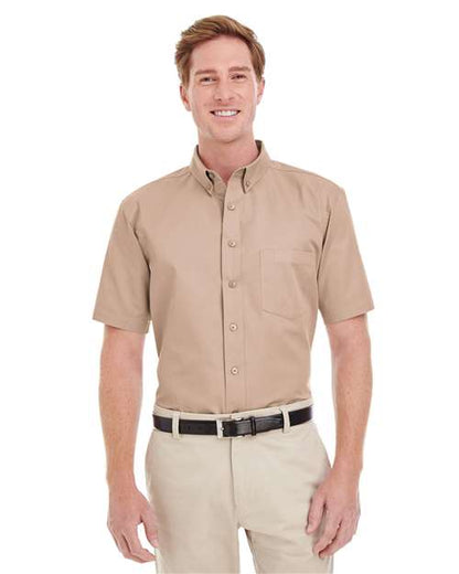 Men's Foundation Short Sleeve Cotton Twill Dress Shirt with Teflon -  - 15725