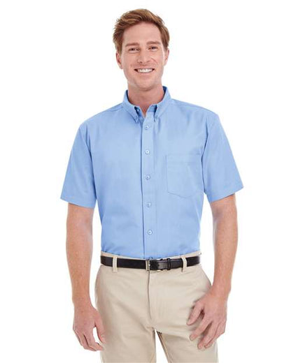Men's Foundation Short Sleeve Cotton Twill Dress Shirt with Teflon -  - 15725