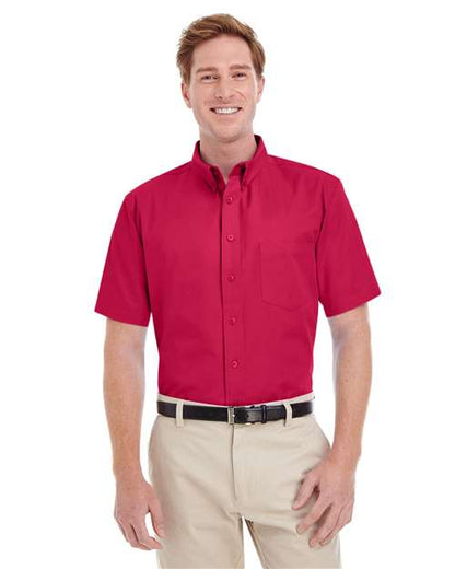 Men's Foundation Short Sleeve Cotton Twill Dress Shirt with Teflon -  - 15725