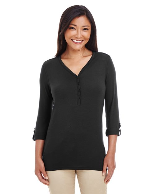 Women's Perfect Fit™ Y-Placket Convertible Sleeve Knit Top -  - 13190