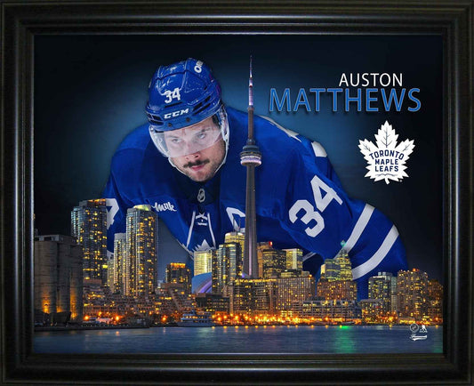 Auston Matthews 16x20 Framed Skyline Print Toronto Maple Leafs