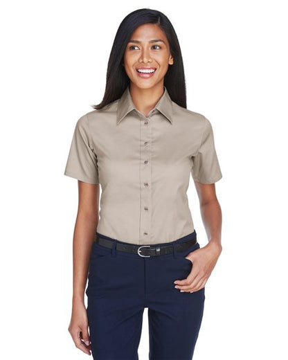 Women's Easy Blend™ Short Sleeve Twill Dress Shirt with Stain-Release -  - 13895