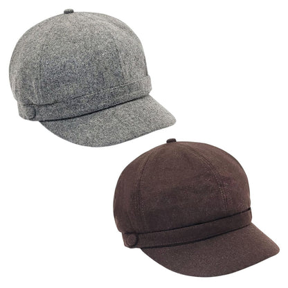 Newsboy Hat - Solid Color Grey & Brown
