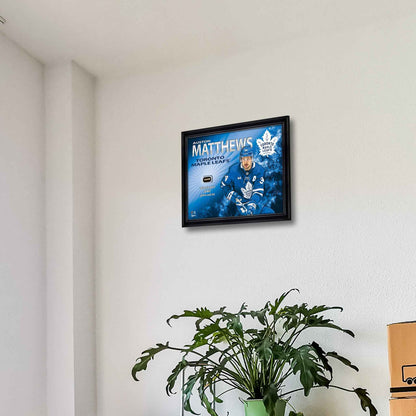 Auston Matthews Toronto Maple Leafs 16x20 PhotoGlass Display with Authentic Game-Used Net Piece