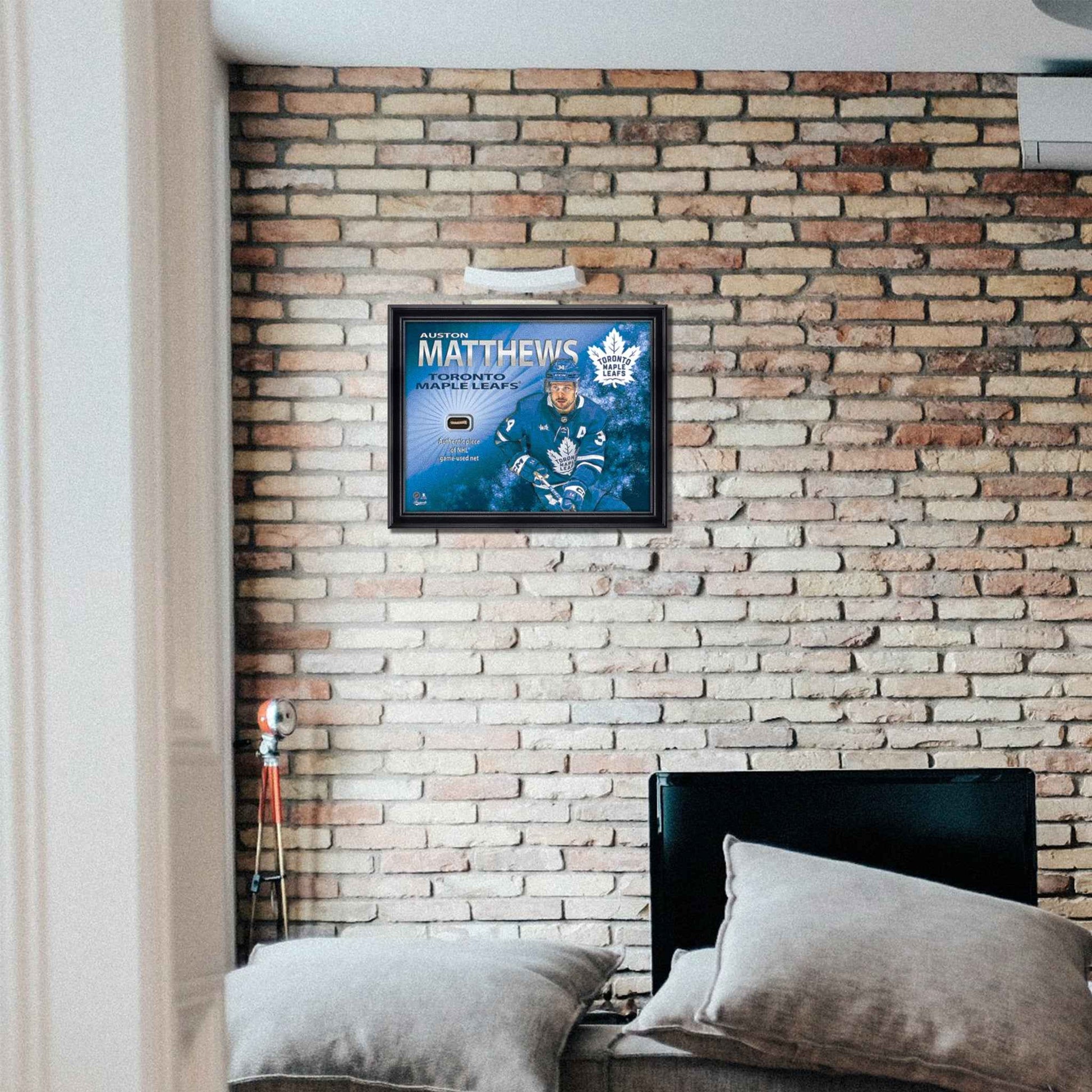 Auston Matthews Toronto Maple Leafs 16x20 PhotoGlass Display with Authentic Game-Used Net Piece